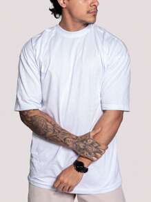 Kit Of 5 Men's Oversized T-Shirts, Plain, Cotton Fabric, High Neck, Many Colors