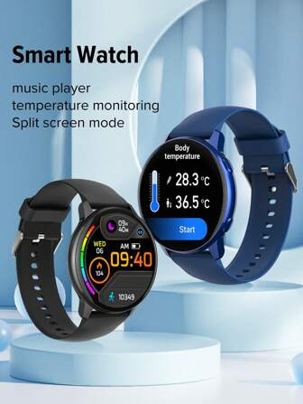 Reloj inteligente de 1.28 pulgadas con pantalla táctil de alta definición, llamadas/marcación inalámbrica, notificaciones de múltiples aplicaciones, apto para hombres y mujeres, rastreador de fitness, carátulas de reloj personalizables, control de música, compatible con Apple/Android