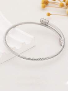 Pulsera trenzada de alambre de acero versátil de moda de 1 pieza con diseño expandible