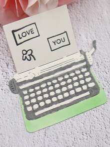 1 pieza de set de troqueles de corte de metal con diseño de máquina de escribir y libro, ideal para manualidades de scrapbooking, elaboración de tarjetas, álbumes de fotos y decoraciones navideñas - Plateado - Ver 3