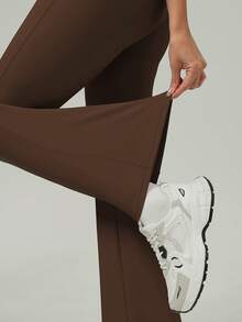 Women's Adjustable Drawstring T-Shaped Hip Line Sports Outdoor Dance Flared Pants - Coffee Brown - View 6
