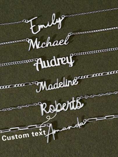 1pc Custom Hollow Name Necklace With Multiple Chain Options, Fashionable Stainless Steel Personalized English Letter Jewelry Gift, Suitable For Valentine's Day, Mother's Day, Father's Day, Anniversary, Prom, Party