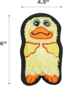 Outward Hound Durablez Minis Stuffing-Free Squeaky Interactive Dog Toy, Tough Plush, Penguin, Blue, XS - Con vịt - Xem 6