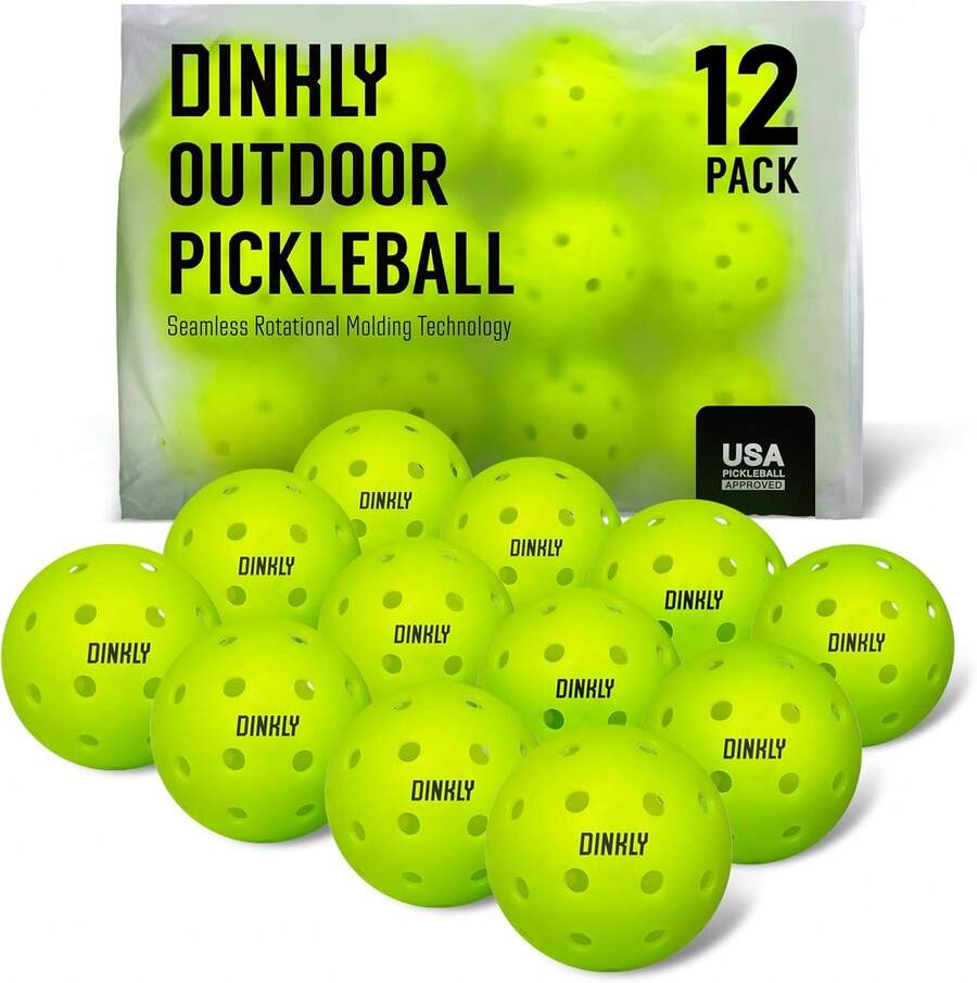 Dinkly Pickleball Balls, Outdoor Pickleballs USAPA Approved, Enhanced Durability Pickle Ball With Roto-Molded &Amp; Seamless Design, 40 Holes Green Pickleballs For Beginners Professionals - Green - View 1