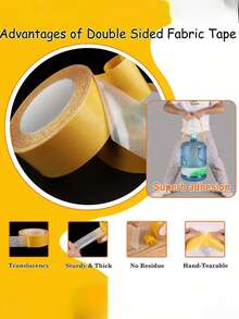 强力双面胶带 - 多用途天然橡胶粘合剂 - 防水，适用于木材、塑料、玻璃、金属和混凝土表面，适合家庭和办公室使用，重返校园