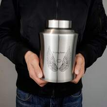 Large Cremation Urns For Adult Human Ashes, Angel Wings In Loving Memory Decorative Funeral Burial Urn For Male Female Ashes With Velvet Bag - Bạc - Xem 7