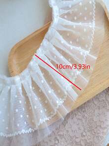 1yard 10cm White Double Layer Dot Lace Ruched Lace Trim Fabric For Clothing Decoration