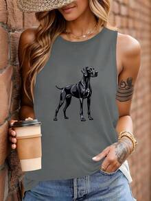 Great Dane With Watercolor Splash Women's Vest - 灰色 - 查看 1