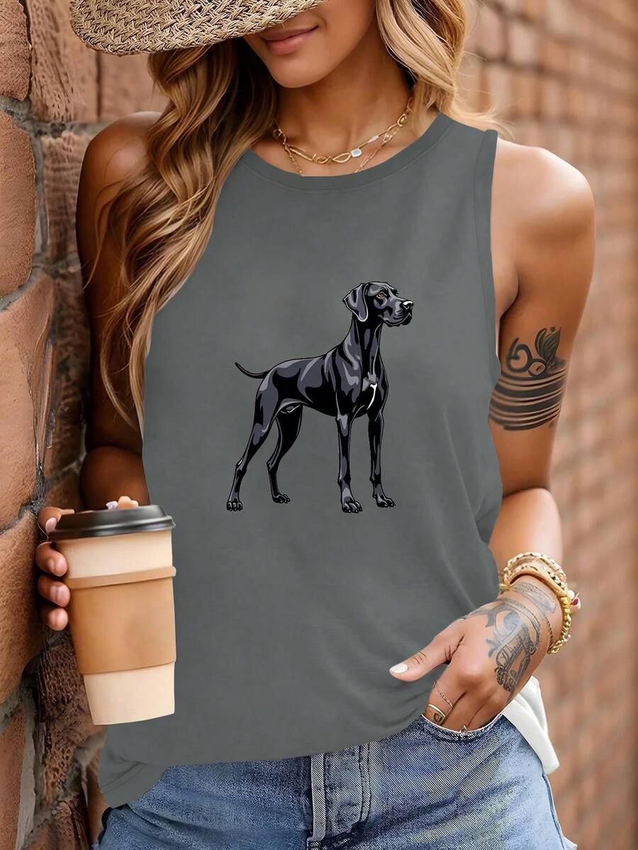 Great Dane With Watercolor Splash Women's Vest - 灰色 - 查看 1