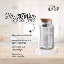 Pote de Vidro Pipoca 810 ml com tampa rolha cortiça| Mantimento - Transparente - Visão 4