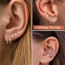 30pcs 18K Gold Plated Hypoallergenic Flat Back Stud Earrings Set, Small Stainless Steel Screw Back Earrings For Women