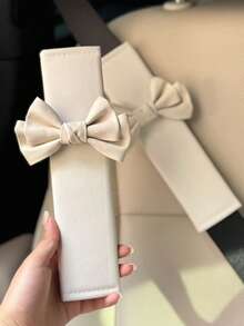 2pcs Car Shoulder Protector Anti Neck Car Extended Seat Belt Cover Car Leather Bow Extended Protective Cover - one-size - View 11