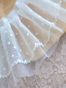 1yard 10cm White Double Layer Dot Lace Ruched Lace Trim Fabric For Clothing Decoration