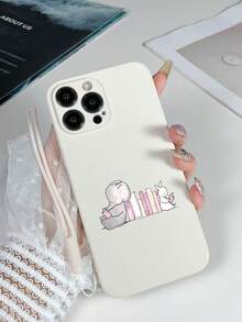 Bộ sản phẩm gồm 1 ốp lưng điện thoại TPU màu trắng hình voi và thỏ dễ thương chống sốc và 1 dây đeo silicon màu trắng, tương thích với iPhone/Android/OPPO, chống nước, chống rơi vỡ và chống trầy xước. Đây là phiên bản quốc tế, không phải phiên bản nội địa. - Nhiều màu - Xem 3