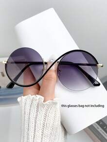 新款时尚金属 S 形圆形无框眼镜，简约简约休闲日常佩戴，适合情侣、街头风格、户外聚会、派对， - 彩色 - 查看 13