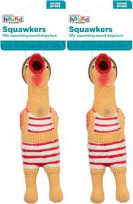 Outward Hound By Charming Pet Squawkers Henrietta Latex Rubber Chicken Interactive Dog Toy, Small - Grandpa Gimpy - 查看 2