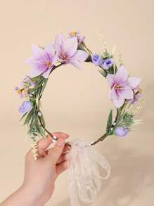 1 Stück romantischer bohemischer Blumenkranz, boho-natürlicher Stil Braut Hochzeit Urlaubs Kopfschmuck für Strand Reise Fotoshooting