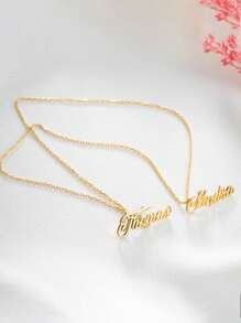 1 szt. Spersonalizowana spersonalizowana broszka z podwójnym łańcuszkiem z imieniem, niestandardowa broszka z literą angielską, elegancka spersonalizowana broszka z imieniem, broszka z łańcuszkiem z imieniem unisex, kolor złoty/srebrny, prezent na Dzień Ojca/brazylijskie Walentynki, odpowiednia na formalne okazje, takie jak wesela, imprezy, ukończenia szkół