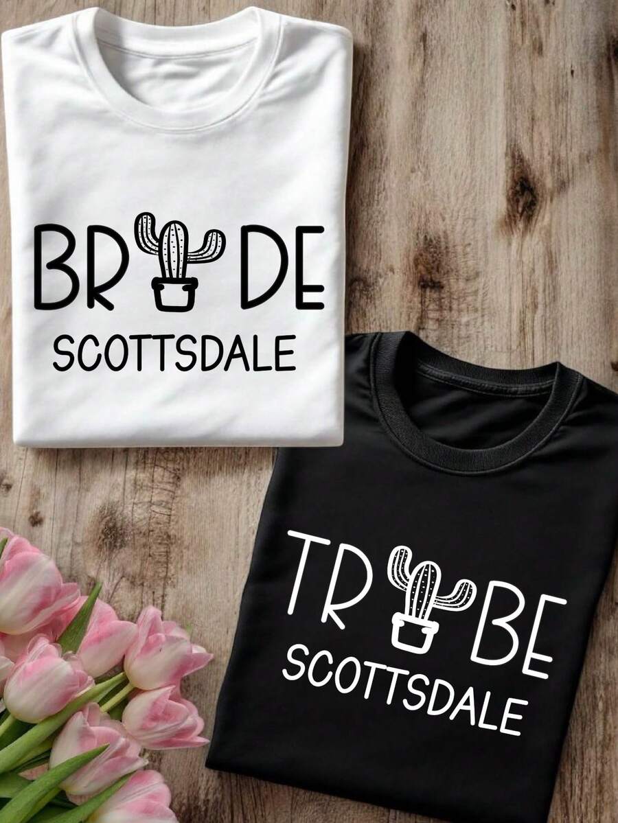 1 PC Scottsdale Bride, Bride Shirt, Matching Bach Party Shirts, Bridesmaids Proposal Shirts, Scottsdale Tribe, Gift To Bridesmaids, Bachelorette Party Camp Trip Shirts TX-2421 - 斯科茨代爾新娘白襯衫 - 查看 1