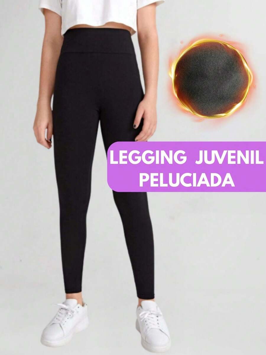 Black Flannel Plush Leggings Youth For Teens - màu đen - Xem 1