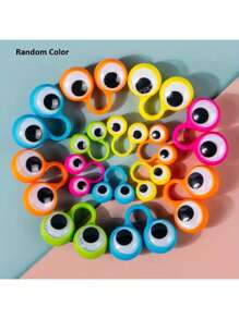 5 pièces Anneaux de doigt à activation par les doigts, décoration de fête d'anniversaire créative avec gros yeux de doigt en forme de boule oculaire. (Couleurs aléatoires)