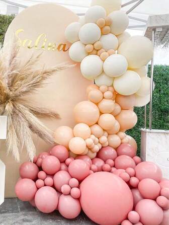 131pcs Retro Pink Beige Blush Balloon Garland Arch Kit Kids Girl Birthday Decorations Baby Shower Balloons Wedding Anniversary Christening Party Decor