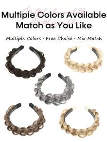 1pc Blonde Fishbone Braid Wig Headband,Non-Slip Teeth Design, Fluffy Fishbone Synthetic Wig Headband,Hair Hoop,Women Braid Fried Dough Twists Headband For Christmas New Year Carnival Music Festival - Multicolor - View 2