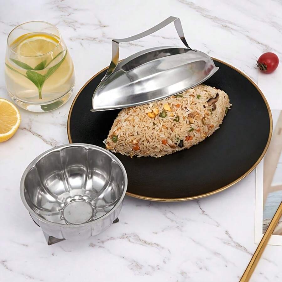 Non-Electric, Stainless Steel Japanese Style Onigiri Rice Ball Mold - Easy Shaping, Suitable For Stuffed And Pumpkin Rice Balls, Great For Home And Restaurant Use - Silver - View 1