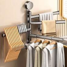 1 件装吸盘毛巾架可旋转毛巾架 2/3/4/5 杆毛巾挂架厨房浴室壁挂式 - 彩色 - 查看 4