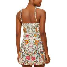 FARM Rio Delicate Forest Off White Linen Romper Swim Cover-Up |  | Women Sports Bodysuits