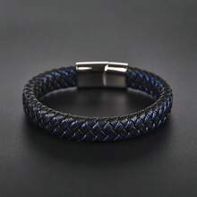 pulseira totalmente preta, estilo punk, com Cordão trançado, unissex para uso diário, 1 peça - Azul - Ver 2