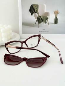 MELINDA MODA Oculos De Grau NYLON Clipon 2 em e 1 Armação+Sol Combinação De Cores - Vinho - Visão 6