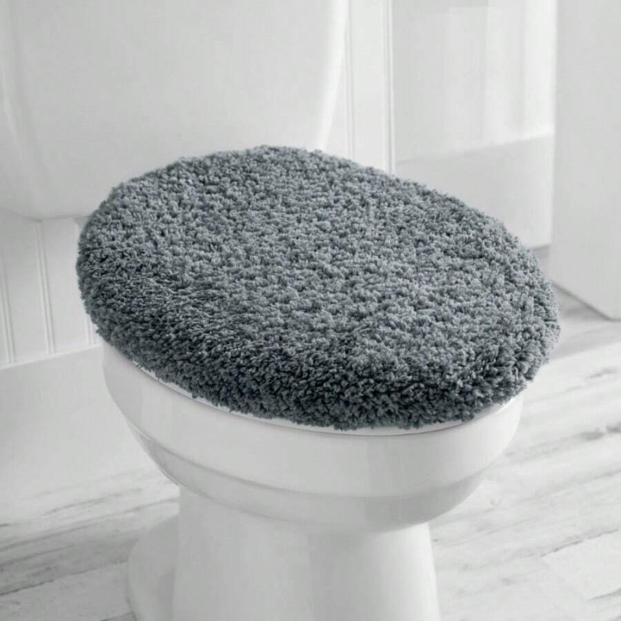 Basic Polyester 19" X 22" Toilet Lid Cover, Grey