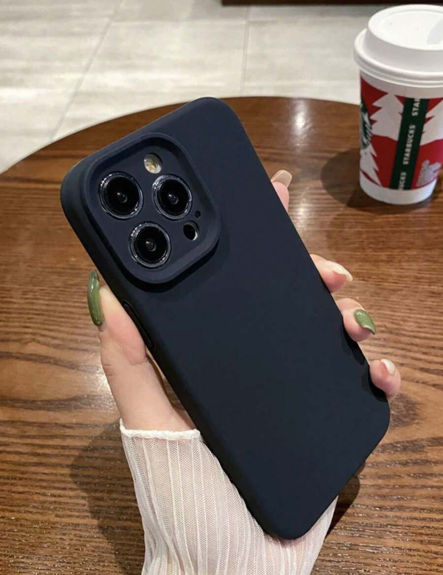 Silicone Case With Velvet For All Apple Models (Closed Camera) - 黑色 - 查看 1