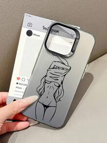1个黑色线条图案性感设计全包式TPU防震手机壳，兼容苹果16/15/14/13/12/11 Pro Max，兼容三星系列，国际版，非国内版 - 彩色 - 查看 3