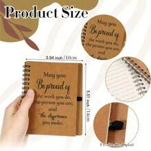 12 pièces/6 pièces/2 pièces/1 set Coffret cadeau de reconnaissance pour les employés - comprend un stylo à bille en bambou avec des citations inspirantes et des cahiers de motivation à spirale, cahiers de reconnaissance, mini cahiers à spirale. Convient pour les bénévoles, les enseignants, les infirmières, les activités de team building, les anniversaires, la retraite, les cadeaux de bureau pour les fêtes, fournitures scolaires, rentrée scolaire