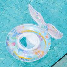 1pc Kids Mermaid Tail Inflatable Swimming Ring, Sea Themed Sit In Pool Float, Summer Water Fun - Blue - View 2