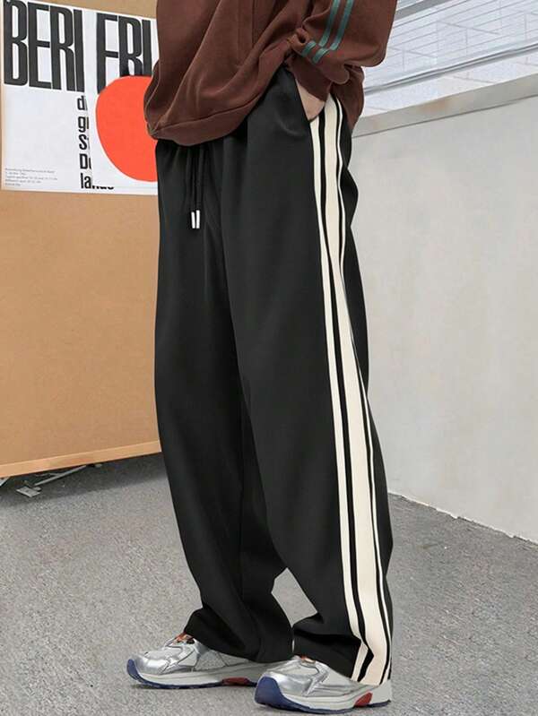 Men's Casual Streetwear Loose Straight Leg Pants, Thin Fabric Suitable For Jogging, Fitness, Hiking, Camping, Outdoor Activities