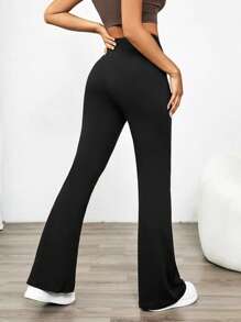 Pantalon de yoga de sport pour femme taille haute, vêtements de sport d'été décontractés, leggings de fitness, pantalon large extérieur, entraînement sans couture, taille élastique large, couleur unie