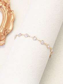 6pcs/1pc Elegant Fashion Copper Heart & Cubic Zirconia Star Charm Bracelets Set, Suitable For Daily Wear & Gifts