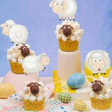 3 Pieces Of 12 Sticker Cartoon Animal Shaped Eid Al Fitr Cake Decoration, Islamic Muslim Party Decoration, Suitable For Birthdays, Eid Al Fitr Celebrations, Cake And Dessert Shop Decorations, Holiday Animal Patterns
