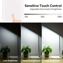 LED Schreibtischlampe mit Nachtbeleuchtung, wiederaufladbare Tischlampe, USB-Ladeanschluss, 3 einstellbare Helligkeits-Schreibtischlampen für Zuhause und Büro, Touchsteuerung, 1200Lux super hell