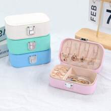 1pc Sewn Detail Jewelry Storage Box, Simple & Sturdy Portable Jewelry Box, Necklace, Ring, Jewelry Organizer Box, Jewelry Box, Watches, Perfect Gift For Valentine's Day, Mother's Day
