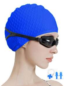 Large Silicone Swim Cap - ComfortFit For Men & Women - Unisex Ergonomic Design - 1pc High-Quality Set, Beach Essentials, Beach Accessories, Pool Float - Multicolor - View 26