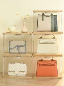 1pc Wallet Wardrobe Storage Box, Transparent Handheld Display Box, Stackable Acrylic Storage Cabinet, Plastic Storage Container For Wallets, Toys, Shoes