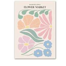 1 pièce Affiche optionnelle avec cadre, art mural de marché aux fleurs. Peinture sur canevas colorée, affiche végétale nordique. Image imprimée décorative pour le salon