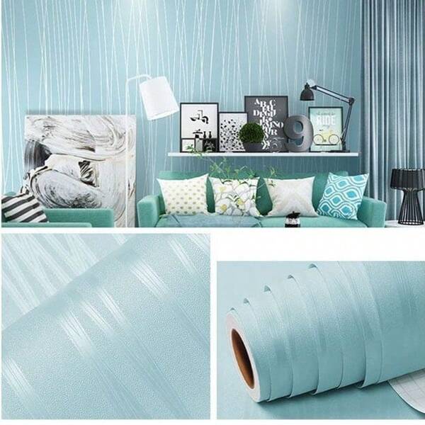 ucdfi 1 Roll Blue Stripes Room Decor Self-Adhesive Wallpaper, Waterproof And Moisture-Proof Home Decor Living Room Wall Decor, Bedroom Collection Wall Stickers Wallpapers Wall Paper Bathroom Kitchen