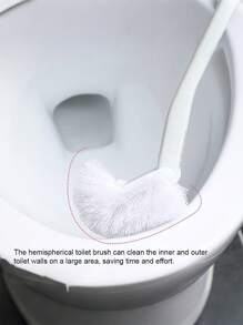1pc Curved Toilet Brush, Plastic Long Anti Slip Handle, Toilet Cleaning Brush, Powerful Cleaning Suspension Portable Toilet Brush Bathroom Accessories