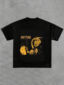 Men's Artistic MITSKI T-Shirt With Double Sided Print - màu đen - Xem 3
