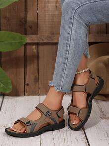 女士凉鞋2025夏季户外沙滩凉鞋防滑耐磨时尚简约设计 - 卡其色 - 查看 3